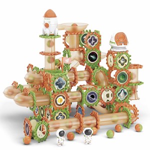 Juguete Educativo STEM, Bloques de Construcción de Plástico, Juego de Pistas, Tobogán, Modelo de Pista de Carreras de Canicas - Product Image 1