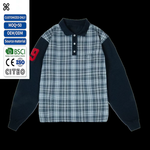 Polo Casual da Uomo con Maniche a Quadri e Ricamo di Cavallo Rosso sul Petto - Product Image 1