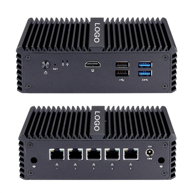 Qotom X86 Fanless Soft Router Celeron J4125 Quad Core 5 Intel I225-V 2.5G LAN Mini PC PfSense Server Firewall Appliance
