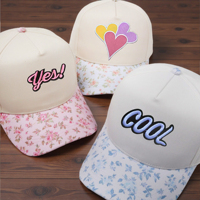 Casquettes de baseball 5 panneaux en coton floral de haute qualité avec logo brodé personnalisé, casquettes snapback sport 5 panneaux motif papillon