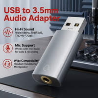 Carte son externe USB en aluminium, Plug & Play, sans pilote, 3,5 mm, 1 port, entrée audio micro blindée, compatible Windows Mac OEM