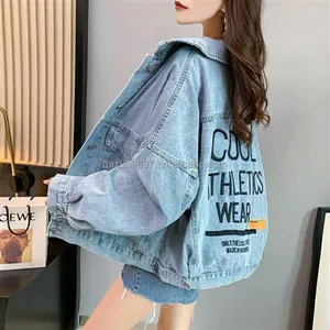 2024women's quần áo nhà máy mới denim áo lỏng Hàn Quốc phiên bản dài tay hàng đầu gian hàng thương mại nước ngoài giảm giá đuôi bán buôn