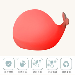 Silicone Whale Night <b>Light</b> Led Multicolored Tap Control USB Rechargeable For Kids Room Decor - Product Image 5