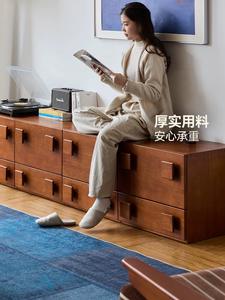 Gabinete Carmen de Estilo Moderno de Mediados de Siglo, Gabinete de Almacenamiento Lateral de Madera Sólida para Muebles del Hogar, Estilo Retro - Product Image 3