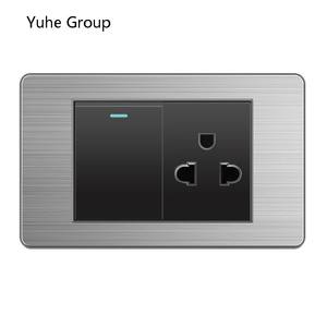 Panel de aluminio cepillado, interruptor tailandés, toma de corriente para computadora, toma de corriente de pared con USB tipo C - Product Image 2