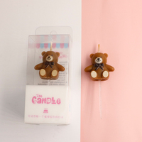 Bougies d'anniversaire en forme d'ours en peluche mignonnes pour la décoration de gâteaux, bougies de fête 3D en forme d'animaux de dessin animé avec nœud papillon, fournitures pour fêtes d'anniversaire