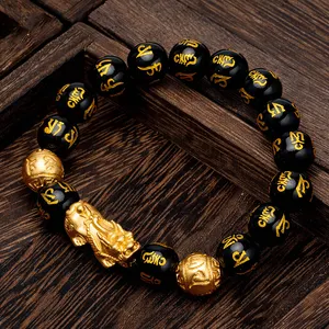 Hạt Charm May Mắn Giàu Có Chất Lượng Cao Pixiu Pi Xiu Piyao Đồng Thau Phong Thủy Mua Vòng Tay Phong Thủy Obsidian Màu Đen Tự Nhiên Cho Nam Nữ