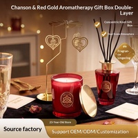 Coffret Cadeau Transfrontalier Personnalisable de Bougies d'Aromathérapie Double Couche et Pendentifs Parfumés – Parfum Bois de Santal – Souvenir Décoratif
