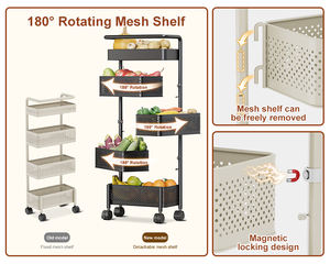 लिविंग रूम के साथ कार्बन स्टील मोबाइल स्नैक भंडारण रैक, लिविंग रूम बाथरूम उपकरण संगठन भंडारण - Product Image 5