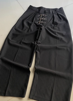 Pantalon large plissé à rayures pour homme MZN personnalisé avec ceinture de pompier - Taille extra large - Ensemble de pantalon style streetwear
