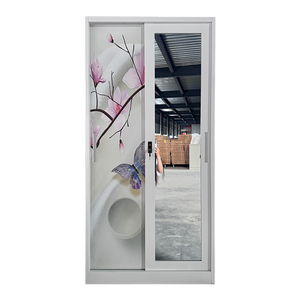 Impression Almirah <span class=keywords><strong>Armoire</strong></span> avec 2 Portes <span class=keywords><strong>Armoire</strong></span> à Vêtements en Métal avec Miroir - Product Image 3