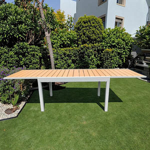 Mesa de Comedor Extensible de Diseño Moderno <span class=keywords><strong>para</strong></span> Exteriores, de Aluminio y Madera Plástica, <span class=keywords><strong>para</strong></span> Balcón, Terraza o Jardín - Product Image 5