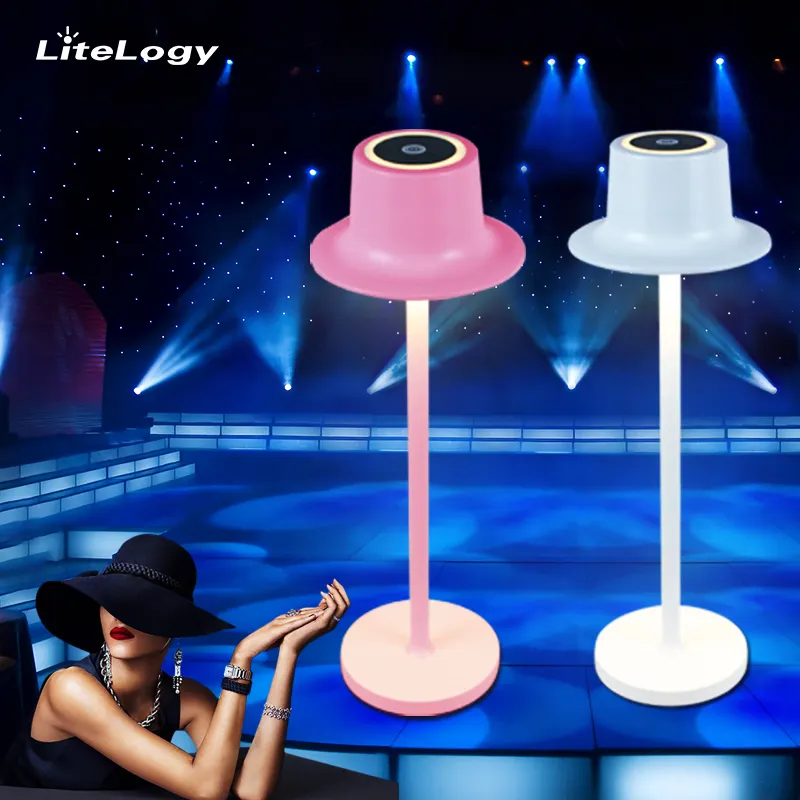 Lampe led de table rechargeable de Type C, chapeau magique à la mode, lampe de bureau en Aluminium, lampe de Table de Restaurant sans fil