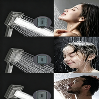 Ensemble de douche moderne gris anthracite avec système de mitigeur chaud/froid, affichage numérique à touches piano, système de douche pluie et barre coulissante