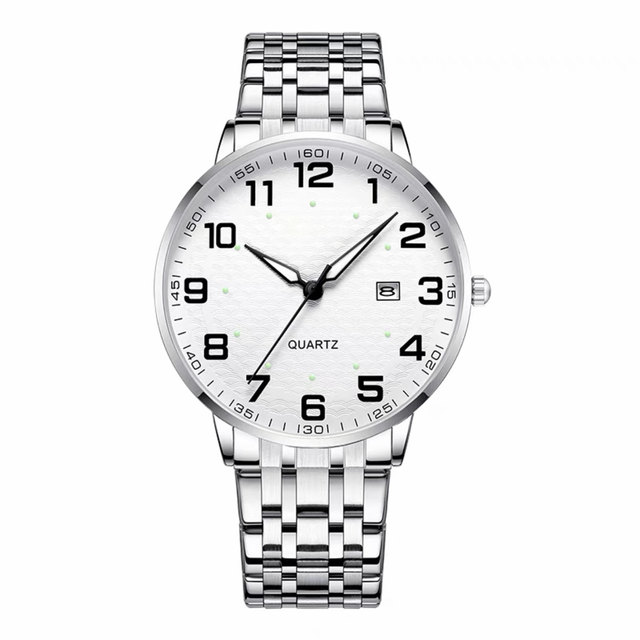 New Stylish Watch with Steel Band, Calendar, and Trendy Light Luxury Design Luminous Quartz Watch couple watches