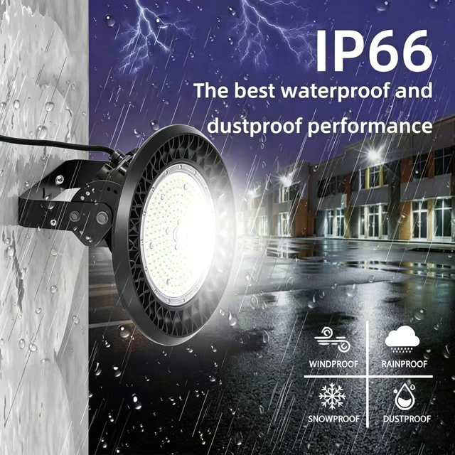 UFO LED High Bay Light Housing IP65 Rated 125 Lm/W 5-Year Warranty Black Powder Coated Die-cast Aluminum Shell