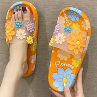 Nouvelles sandales d'été mignonnes à fleurs pour femmes, à bout ouvert, pour la maison et l'extérieur, semelle souple en PVC, antidérapantes et résistantes à l'usure