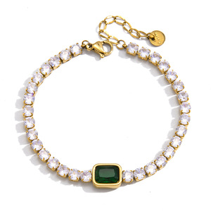 Elegant Women's Zircon <b>Bracelet</b> Gold Plated <b>Crystal</b> Bezel Setting Party Jewelry Geometric Design Fashion Accessory - Product Image 5