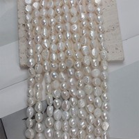 Perles d'eau douce naturelles, polies des deux côtés, forme baroque, blanches, 8-9 mm, collier de perles, approvisionnement direct Zhuji