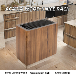 High-end Durable Acacia Wood Knife Storage <b>Rack</b> Without Knives Kitchen Tool Organization First Choice Christmas Gift - Product Image 2