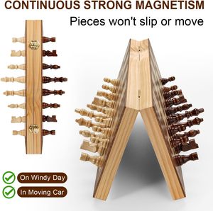 Bộ cờ vua gỗ thủ công cao cấp 12 inch, bàn xếp gọn từ tính, quân cờ kiểu <span class=keywords><strong>Staunton</strong></span> dành cho người lớn thi đấu, hộp đựng bền chắc - Product Image 6