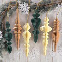 Lanternes en papier nid d'abeille 3D personnalisées en gros, décorations de Noël suspendues de luxe pour arbre, ornements vintage couleur vive, Nouvel An