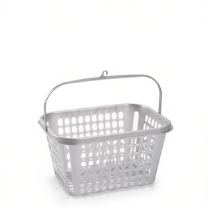 <b>Plastic</b> Storage <b>Basket</b> With Handle For Kitchen Organization Silver Color - Product Image 2