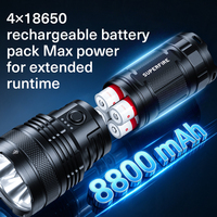 Lampe torche tactique LED SUPERFIRE M7 rechargeable par USB, étanche IP65, 10000 lumens, portée du faisceau de 400 m, en alliage d'aluminium, SOS, camping