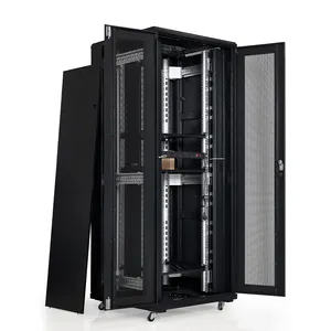 Gabinete de servidor con soporte de puerta de malla, estante de servidor para centro de datos, gabinete de red y servidor de 42u con centro de fecha, 2 unidades