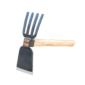 Azada combinada con hoja de acero de alto contenido de carbono de 6 pulgadas, mango de madera, forma rectangular, para jardinería, excavación, desmalezado y plantación. - Product Image 1
