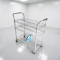 Chariot en acier inoxydable ESD Leenol, chariot industriel pour l'électronique, chariot à quatre roues, plateforme de stockage de circuits imprimés, chariot réglable