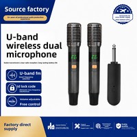 Microphone à condensateur sans fil portable CQA B02 deux-en-un U-Band FM pour karaoké, à directivité omnidirectionnelle, pour enregistrement à domicile et en direct