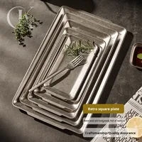 Assiette rectangulaire en acier inoxydable 201 pour barbecue, style vintage nostalgique, pour steak et viande, durable, écologique, motif âne noir, pour restaurant