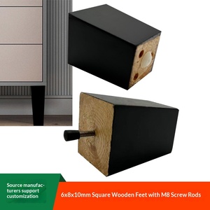 Pieds de canapé en bois d'eucalyptus de forme trapézoïdale, design moderne et simple, de haute qualité, vente en gros d'usine, avec vis M8 (6x8x10 cm) - Product Image 3