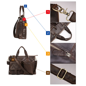 La mayoría de las bolsas de mensajero de cuero de vaca de capa de cabeza de moda para hombres, cuero resistente personalizado con logotipo, bolso de hombro impermeable para hombres - Product Image 3