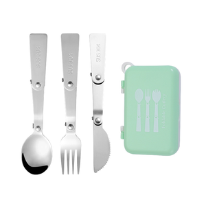 Xách Tay Gấp thiết lập dao kéo cho Cắm Trại 3-Piece muỗng nĩa SUS304 ngoài trời có thể gập lại Muỗng & <span class=keywords><strong>Fork</strong></span> Muỗng ăn tối với hộp <span class=keywords><strong>PP</strong></span> - Product Image 1