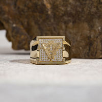 Bague Chevalière Messagerie en Or Massif 14K Messi Gems MSR-1694 pour Homme avec Diamant de Laboratoire Pavé – Bijoux Fins en Gros