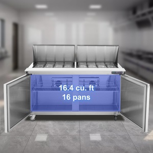 Commercial Double-Temperature <strong>Built</strong>-<strong>In</strong> Stainless Steel <strong>Refrigerator</strong> 17.73 Cu. Ft. 2/4 Door Prep Station 18 Pans Cut Board for - Product Image 3