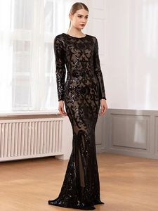 New European, American, and Middle Eastern long-sleeved <b>sequin</b> dress, long slim-fit bodycon fashion party gown - Product Image 4
