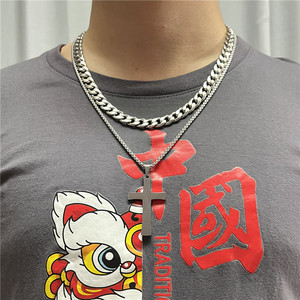Stainless Steel <b>Cross</b> Pendant Necklace Men's Geometric Design Punk Style 12057 - Product Image 3