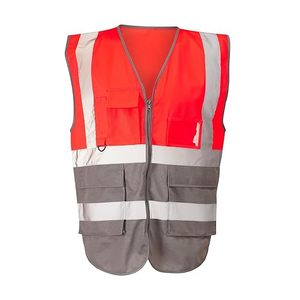 Gilet <span class=keywords><strong>de</strong></span> sécurité réfléchissant personnalisé, haute visibilité, maille respirante avec fermeture auto-agrippante, plusieurs poches pour le travail - Product Image 3