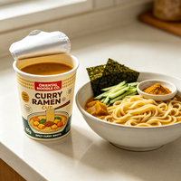Nouilles Ramen Végétariennes Saveur Curry 200g, Option Instantanée Non Frite, Vente en Gros OEM, Best-seller Asiatique
