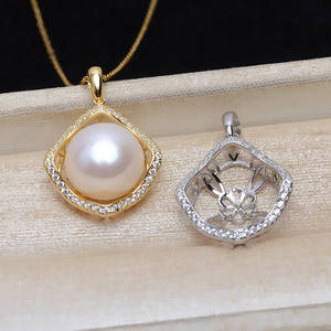 Colgante de Plata S925, Accesorios para Perlas DIY, Soporte Inferior de 4mm, Corrector y Producto Semiterminado Vacío para 15-16 - Product Image 1