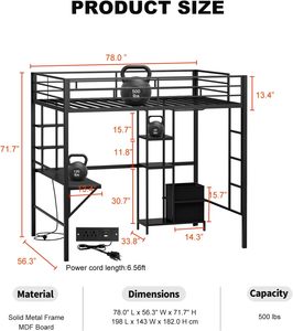 Hiện đại đôi dành cho người lớn Loft giường tầng với bàn và lưu trữ cho phòng ngủ khách sạn hoặc trường học căn hộ - Product Image 2