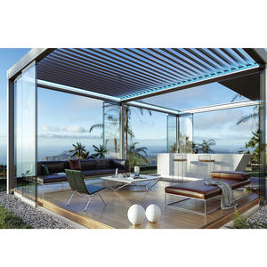 Popüler lüks dış mekan mobilyası ayarlanabilir çatı Gazebo Gazebo bahçe alüminyum Metal elektrikli Louvered kemerler bours Pergolas - Product Image 1