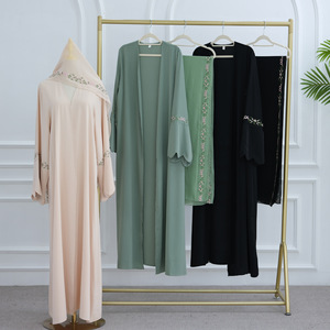 Abito da Donna Musulmano Sharut <span class=keywords><strong>Abbigliamento</strong></span> Islamico <span class=keywords><strong>Turchia</strong></span> Eid Ramadan Modesto Abaya Kimono con Fiocco e Ricamo in Nida Dubai Abaya 2025 - Product Image 6