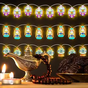 Festival Ramadan Timur Tengah Kastil Berlukisan Bintang dan Bulan Lampu Senar LED Diwali Di India Muslim