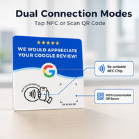 Plaque d'avis Google en acrylique vierge avec carte NFC intelligente Ntag213, support adhésif et code QR imprimé pour table de café ou restaurant