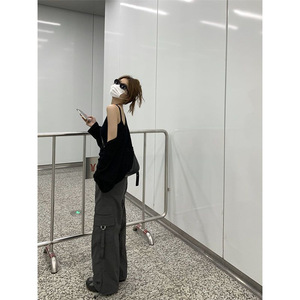 <span class=keywords><strong>Pantalon</strong></span> <span class=keywords><strong>cargo</strong></span> pour <span class=keywords><strong>femme</strong></span> de haute qualité, avec cordon de serrage, grandes poches, coupe droite, <span class=keywords><strong>pantalon</strong></span> ample d'été, <span class=keywords><strong>pantalon</strong></span> jogger à jambes larges, <span class=keywords><strong>pantalon</strong></span> en denim énergétique - Product Image 5