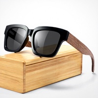 Lunettes de soleil polarisées carrées classiques 2026 pour hommes, monture intégrale, branches en bois, style rétro, monture surdimensionnée